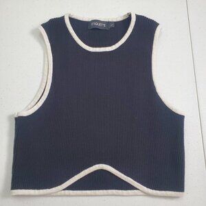 Etiquette Boutique Crop Top Sleeveless Knit Ribbed 100% Cotton Women's Size L